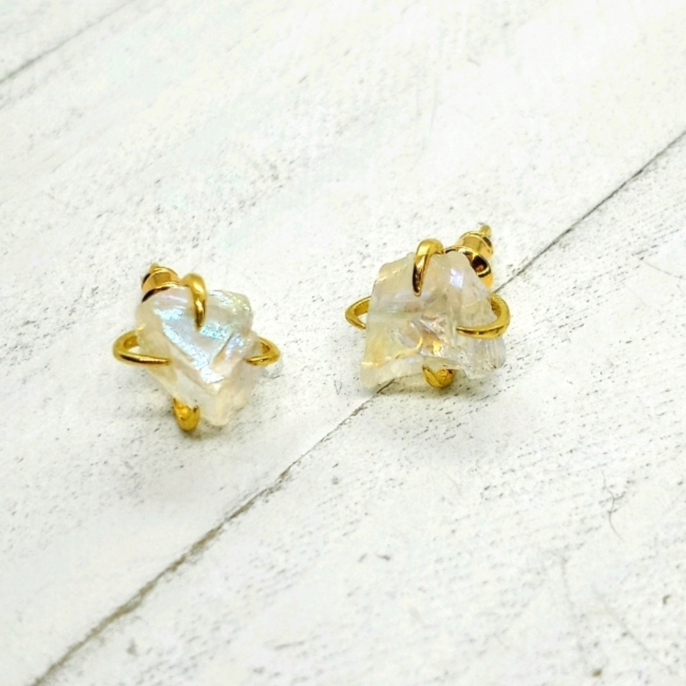 Aura Quartz prong earrings